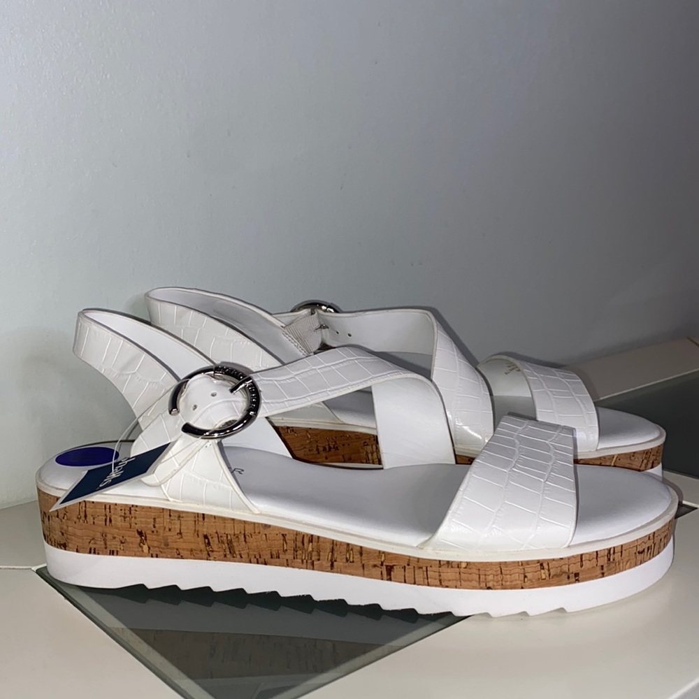 MARC FISHER GILMA2 White Croc Print Cork Wedge SANDAL-Women’s Sz 8.5-NWT! - Picture 2 of 13